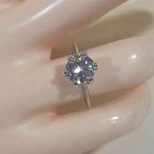 Beautiful Rhodium Plated Solitaire Adjustable Ring With Ascher Cut Zircon Stone